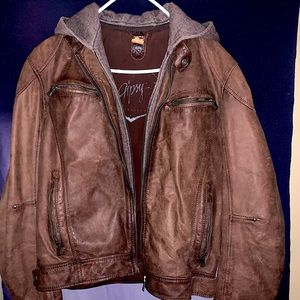 Women’s Brown Leather Bomber Jacket